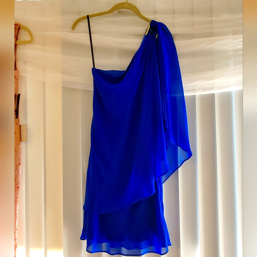 Laundry Chiffon Mini Cocktail/Evening Dress, Mini, Royal Blue, Sz 4 NWOT